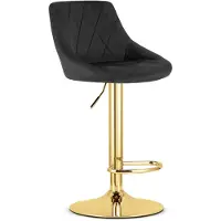 Leobert Barkruk ARES – Velvet Zwart – Goudkleurig Onderstel – Hoogte Verstelbaar – 360° Draaibaar – Modern Design – Max. 110 kg