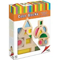 Cayro Color Blocks - 12 Transparante Kleurrijke Houten Bouwblokken - Montessori Sensorisch Lichtspeelgoed - Lichttafel - 1-6 Spelers - Vrij Spel - Vanaf 3 Jaar - Educatief Creatief Kinderspeelgoed