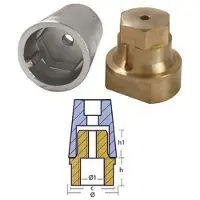 Tecnoseal Radice Full Shaft Hexagonal Anode 2.53kg Zilver 55 mm