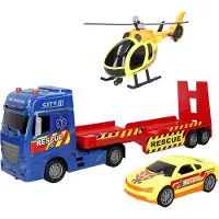 Speed&go 39051 Wrijving Reddingsvoertuigdrager Vrachtwagen Met Licht En Geluid 1:12