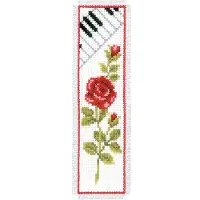 Vervaco - Bladwijzer kit - Roos met piano - PN-0003136 - Borduren - Borduurpakket - Borduurpakket volwassenen - Borduurpakket kind