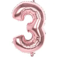 Boland ballon cijfer 3 rosé goud 86 cm