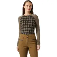 Helly Hansen W Lifa Merino Midw Gra Crew - Baselayer Shirt - Sepia Houndstooth AOP - L