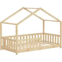 ML-Design Kinderbed Huisbed 80x160 cm natuurlijk dennenhout Houten bed met dak en lattenbodem ML design