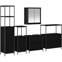 vidaXL Badkamermeubel Set 5 st Zwart 36 x 35 x 165 cm Bewerkt hout