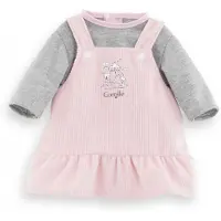 Corolle poppenjurk met shirt - Babypop kleding 36cm roze grijs.