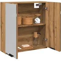vidaXL Badkamerspiegelkast 64x20x66,5 cm bewerkt hout artisanaal eiken
