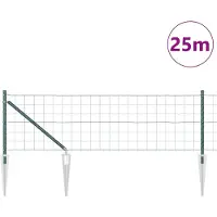vidaXL Euro-hek met grondpennen 25 x 0,4 m PVC-Coated Staal Groen Mesh