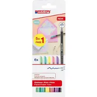 Edding 1200 - fijne viltstiften in pastelkleuren - set van 6 kleuren - back to school