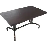 Mendler Eettafel -P31, eettafel, industriële stijl, hout 140 x 80 cm ~ donker, bronskleurig onderstel