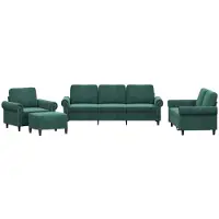 vidaXL 4-delige Loungeset met kussens fluweel donkergroen