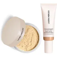 Laura Mercier Mini Translucent Loose Setting Powder Ultra Blur and Travel Size Tinted Moisturiser Dewy Duo (various shades) - 4N Teak