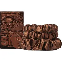 Slip Pure Silk Back to Basics Assorted Scrunchies - Auburn 3 Count - 100% Pure 22 Momme Mulberry Silk Scrunchies for Women - Hair-Friendly + Luxuriou