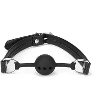 Liebe Seele - Black Bond - Bonded Leren Gag met Premium Siliconen Bal - Eco-vriendelijk - Nikkelvrij - Zwart