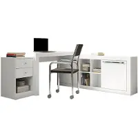 Vente-unique Hoekbureau EVAN - 2 laden en 2 deuren - Kleuren: wit