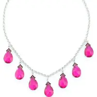 Behave ketting - Fuchsia druppelvormige hangers - Nikkelvrij - Modeaccessoire