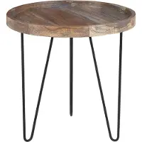 Beliani BONDISS - Bijzettafel - Donkere houtkleur - Javahout