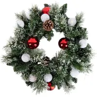 Luca Lighting Kerstkrans wit met rood 45cm incl. LED met timer - Jack