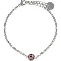 My Bendel - Zilverkleurige Armband met Roze Glassteen - met Luxe Cadeauverpakking | Sieraden Voor Dames