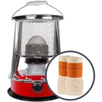 Perel Mobiele petroleumkachel 2600W met lont/wiek + 2 reserve, draagbare oliekachel voor buiten camping tent, 4.6L tank, 18 uur brandtijd, zuinige kerosine bijverwarming zonder stroom, noodkachel