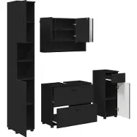 vidaXL Badkamermeubel Set 4 st Zwart 35 x 30 x 192 cm