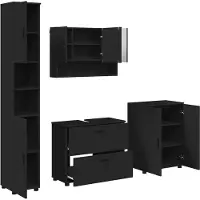 vidaXL Badkamermeubel Set 4 st Zwart 35 x 30 x 192 cm