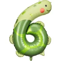 Party-Decoration Partydeco - Folieballon cijfer 6 - schildpad - 64 x 87 cm