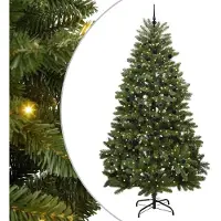 vidaXL Kunstkerstboom 300 cm 300 LED's Warmwit PVC en Staal Groen