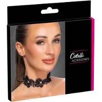 Cottelli - choker met kant en kralen - zwart