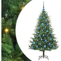 vidaXL Kunstmatige Voorverlichte Kerstboom met Ballenset Groen 150 cm