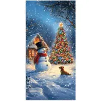 PosterMonkey Poster 75x150 cm - Kerstwonder - Winteravond - Kleurrijk - Posters - Kamer decoratie - Wanddecoratie woonkamer - Muurdecoratie slaapkamer - Kerstversiering - Kerstdecoratie voor binnen - Kerstmis