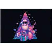 PosterMonkey Poster 60x40 cm - Retro - Kerstman - Rendieren - Kerstboom - Posters - Kamer decoratie - Wanddecoratie woonkamer - Muurdecoratie slaapkamer - Kerstversiering - Kerstdecoratie voor binnen - Kerstmis