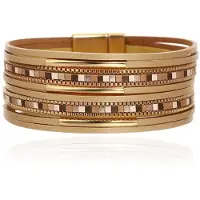 Deja Jewels Deja Armband goudkleurig met champagnekleurige banden en mozaïek detail