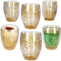 MamboCat 6-delige set KONFETTI dubbelwandige glazen met goudglitter uit glas - 27022367