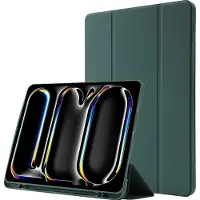 Mobigear Tablethoes geschikt voor Apple iPad Pro 13 Inch (2025) Hoes TPU,Kunstleer | Tri-Fold Gel Bookcase + Stylus Houder - Groen