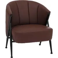 MCW Fauteuil -P30, gestoffeerde fauteuil/cocktailfauteuil/clubfauteuil Lounge Chair Vintage Retro Industrial Metaal Kunstleer ~ roestrood