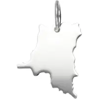 MOOYE ® - Collectie Zilveren Landkaart Congo Kinshasa ketting hanger
