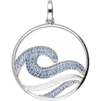 MOOYE ® - Collectie Zilveren Golf in de branding in ring met blauwe kristallen groot