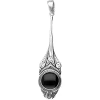 MOOYE ® - Collectie Zilveren Pendule zwarte inleg met swarovski kristallen Art Nouveau Jugendstil hanger