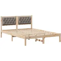vidaXL Bedframe met hoofdeinde Taupe 140 x 190 cm Massief grenenhout