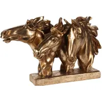 Baroque - Decoratief beeld of figuur - Beeld Paarden 27 cm - Goud - Resin - 27x12.5x43 - Polyresin