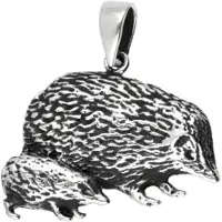 MOOYE ® - Collectie Zilveren Egel moeder met kind ketting hanger