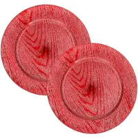 Gerimport Diner onderborden - 12x - rood - rond - D33 cm - kunststof - kerstdiner onderbord - onderzet bord
