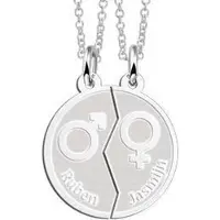 MOOYE ® - Collectie Zilveren graveerplaatje Man-Vrouw ketting hanger