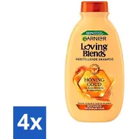Garnier 4 x - Loving Blends - Shampoo - Honing Goud - Beschadigd & Breekbaar Haar - 300 ml - Beschadigd Haar - Breekbaar Haar - Gespleten Punten - Haar Herstellen - Honing Shampoo