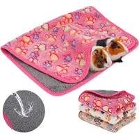 LONGZIMING -Set van 3 Waterdichte Huisdierdekens voor Cavia’s en Kleine Dieren – Zachte Fleece, Warm en Comfortabel, 60x40 cm, Wit/Roze/Koffiebruin