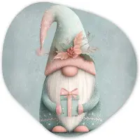 MuchoWow Organische wanddecoratie 40x40 cm - Organisch schilderij Kerstgnome - Cadeau - Groen - Muurdecoratie woonkamer - Kamer decoratie - Schilderijen - Muurcirkel aesthetic