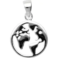 MOOYE ® - Collectie Zilveren De Aarde Wereld continent in ring kettinghanger