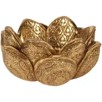 Baroque - Waxinelichtjeshouder - Waxinelichthouder Bloem 12,3 cm - Goud - Resin - 12.3x6x12.3 - Polyresin