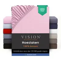 Vision Home Vision - Hoeslaken - 100% katoen - 90 x 200cm verpakt per 2 stuks - Geschikt voor boxspring matras: ruime hoek van 30cm - Roze - Oekotex gecertificeerd
